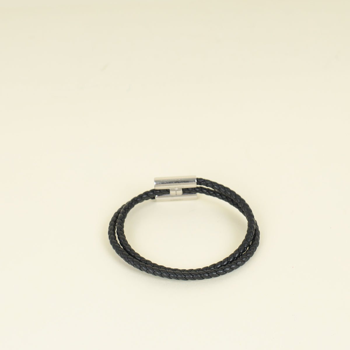 Hermes Noir Tournis Tresse Bracelet