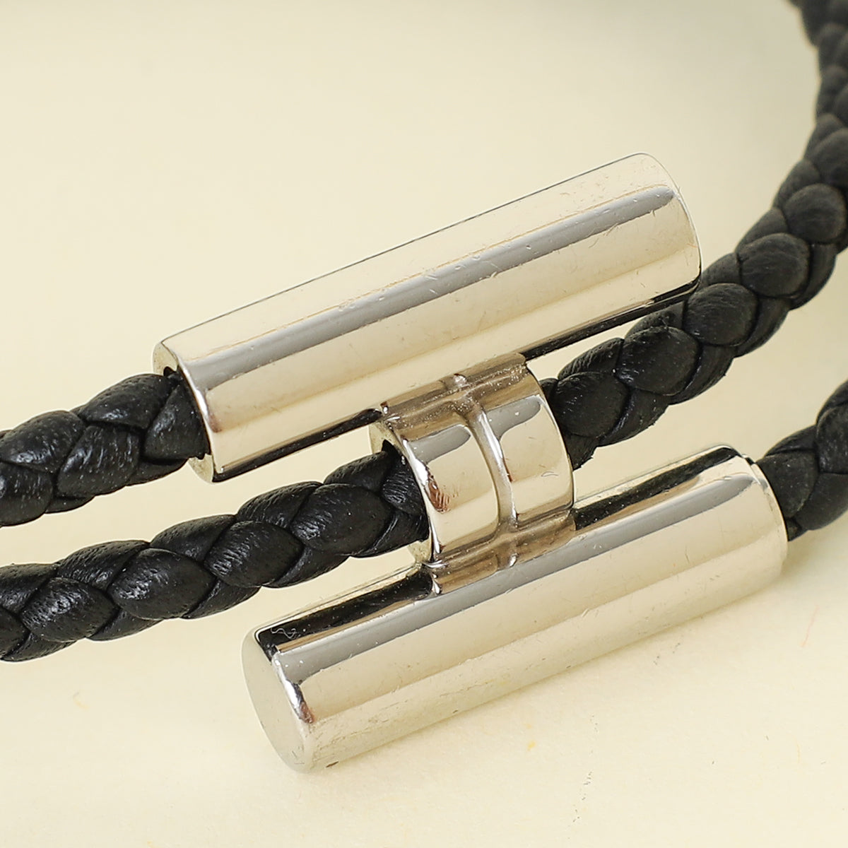 Hermes Noir Tournis Tresse Bracelet