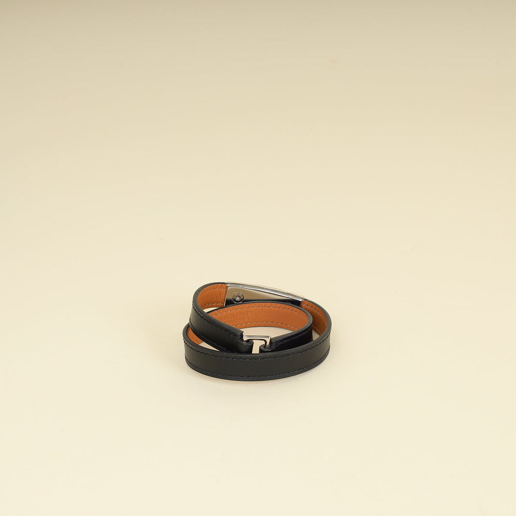 Hermes Noir Rivale Double Tour Bracelet