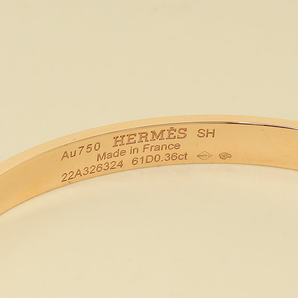 Hermes 18K Rose Gold 61 Diamond Kelly Bracelet