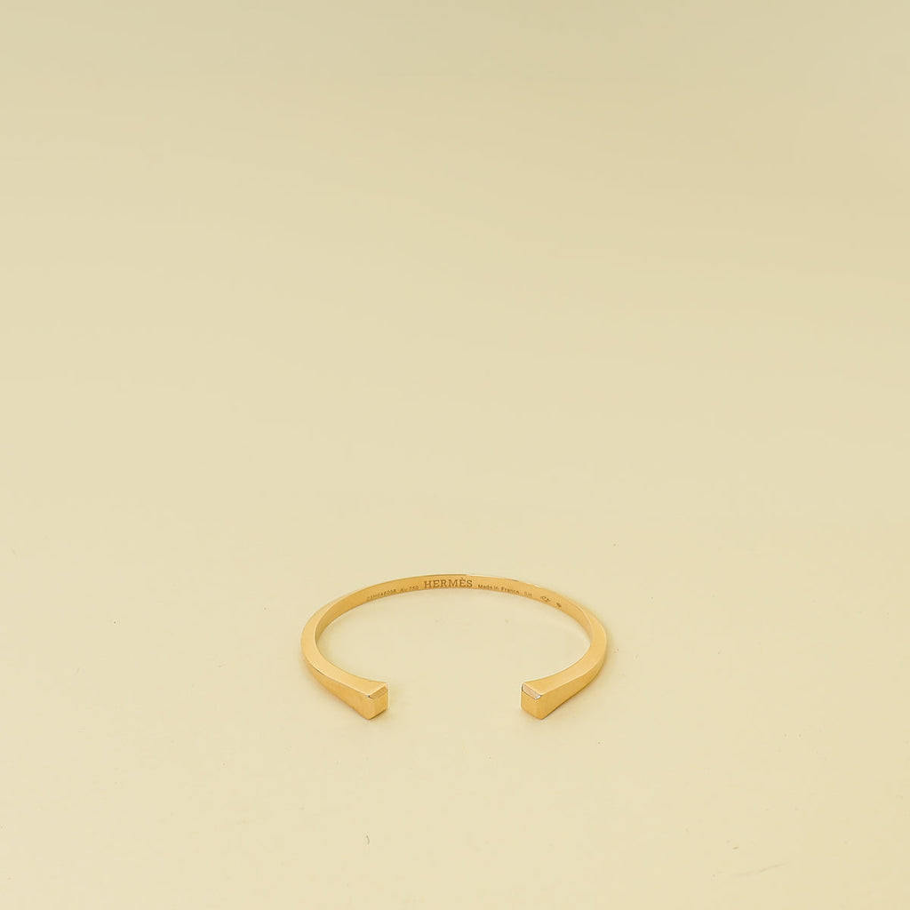 Hermes 18K Rose Gold Clou De Forge Bangle Bracelet