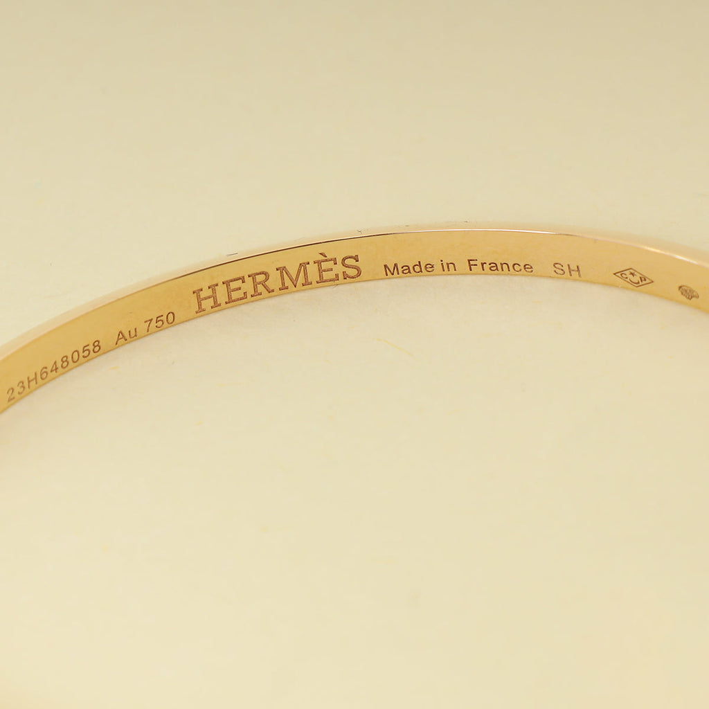 Hermes 18K Rose Gold Clou De Forge Bangle Bracelet