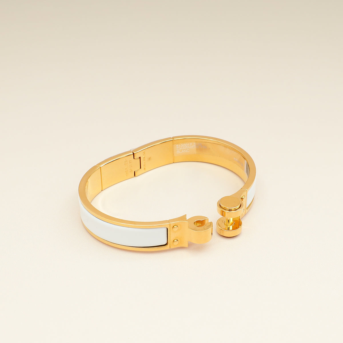 Hermes Blanc Enamel Hinged Bracelet