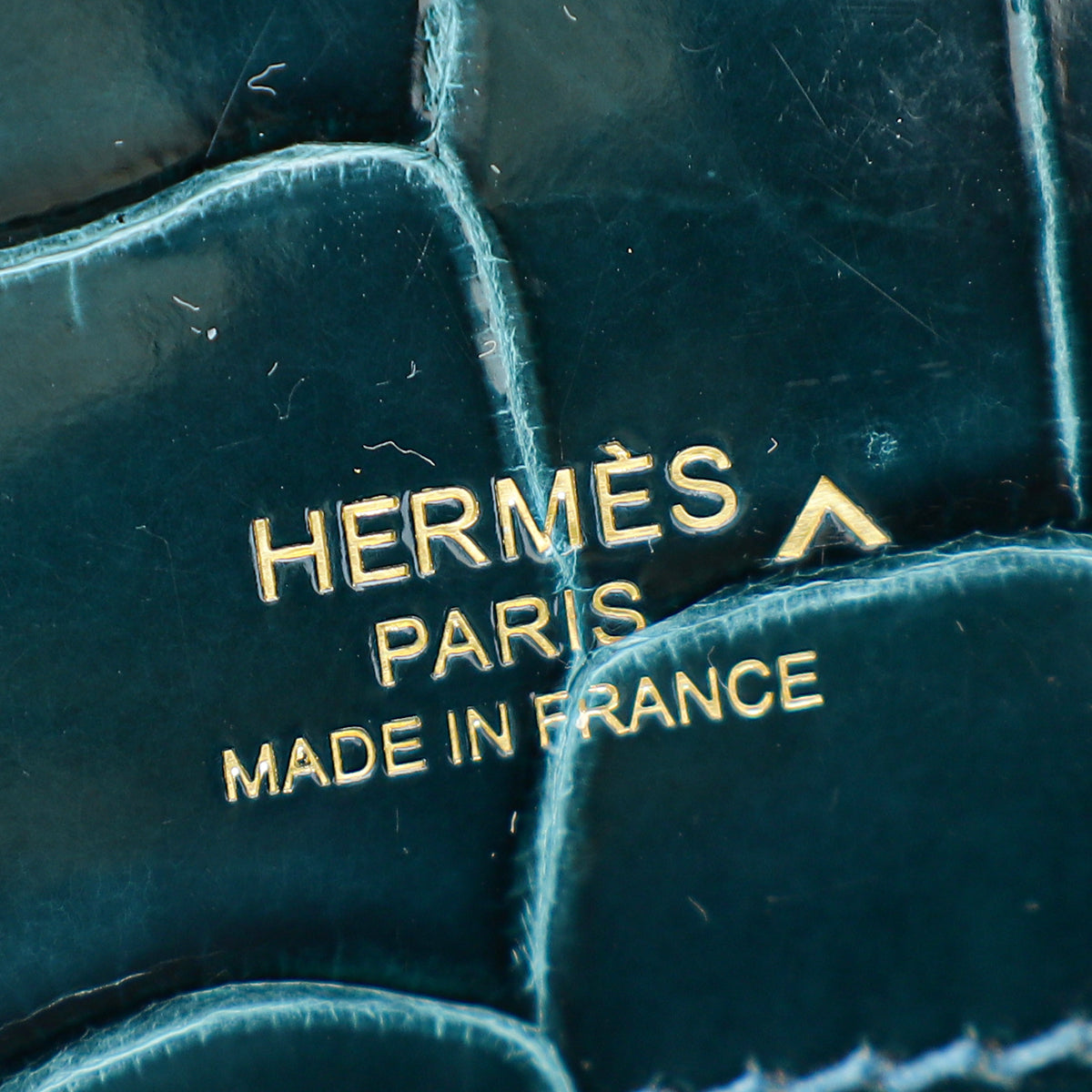 Hermes Malachite Shiny Porosus Crocodile Kelly Cut Clutch