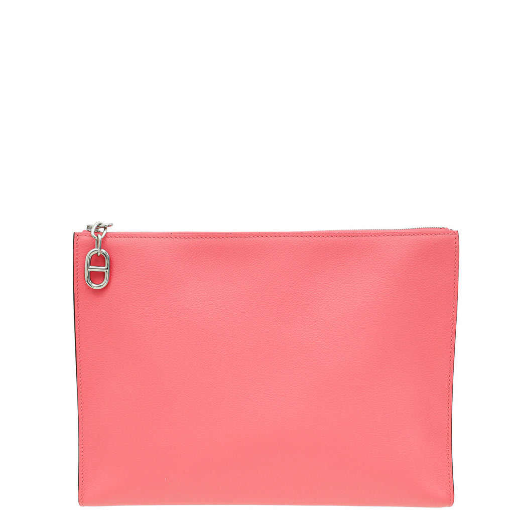 Hermes Rose Azalee Zipengo Chaine D'Ancre GM Pouch