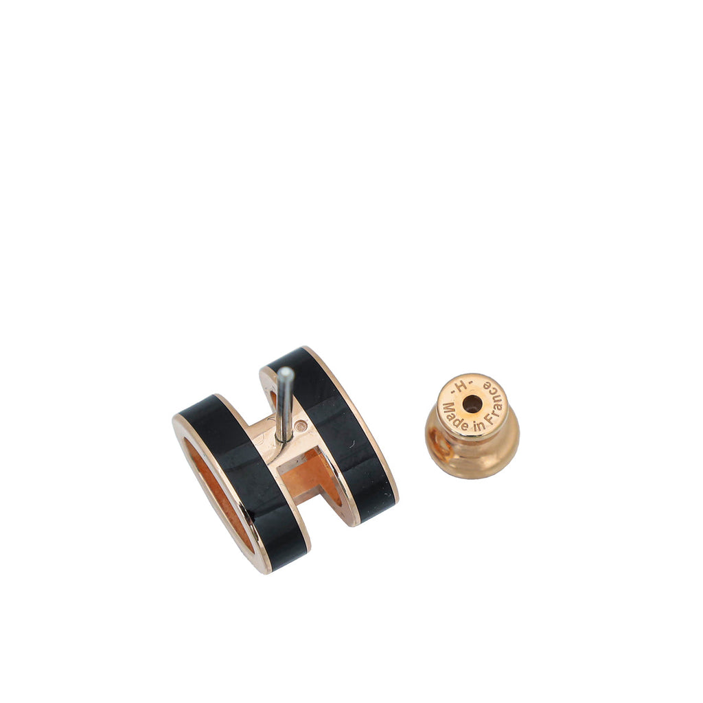 Hermes Noir Pop H Mini Earrings