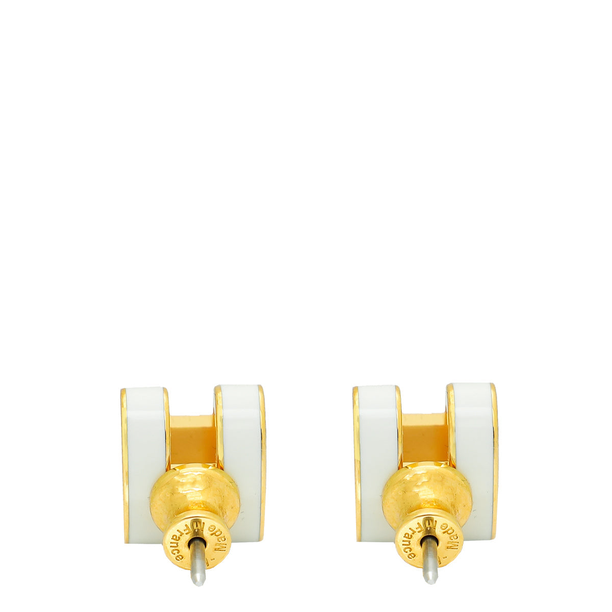 Hermes Blanc Mini Pop H Earrings