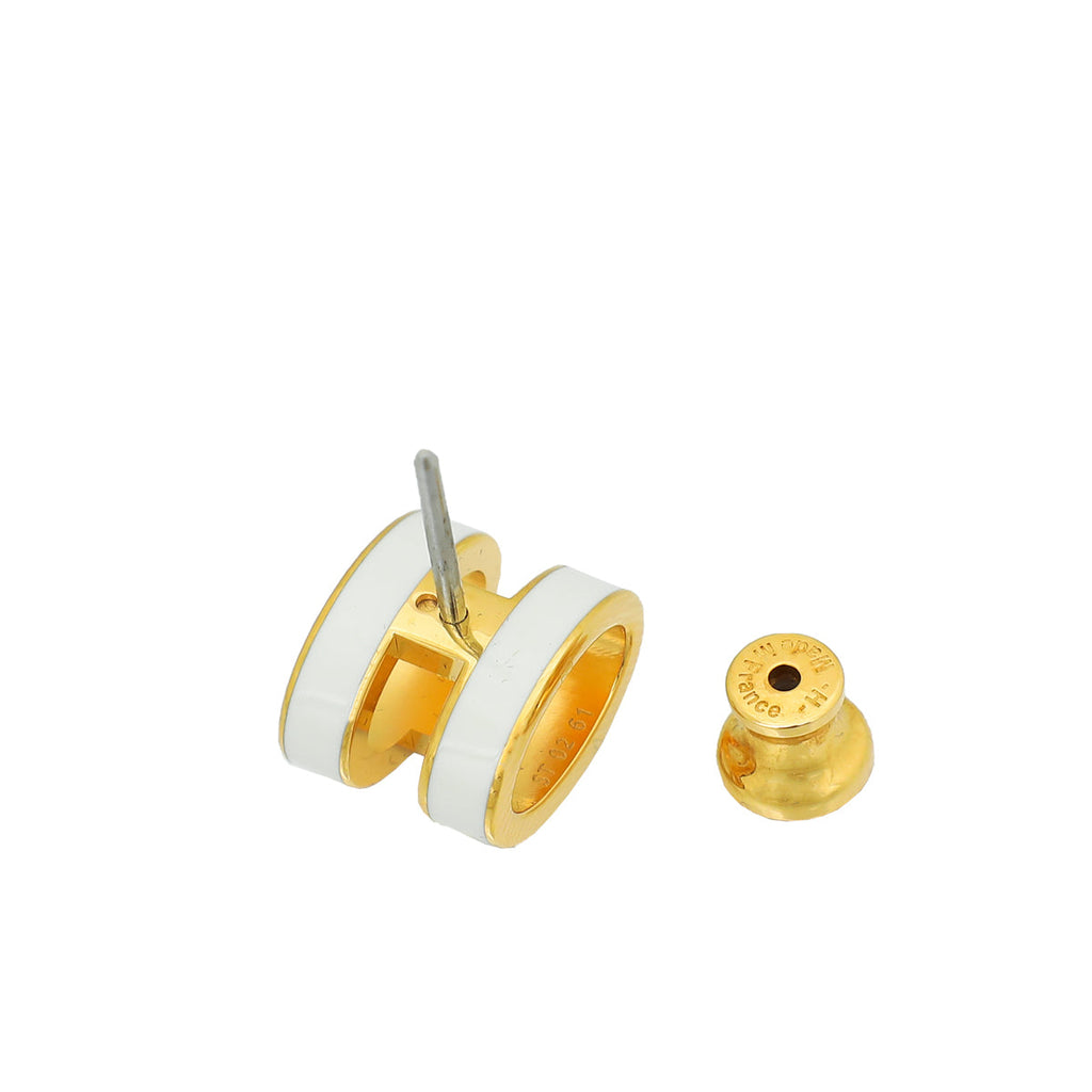 Hermes Blanc Mini Pop H Earrings