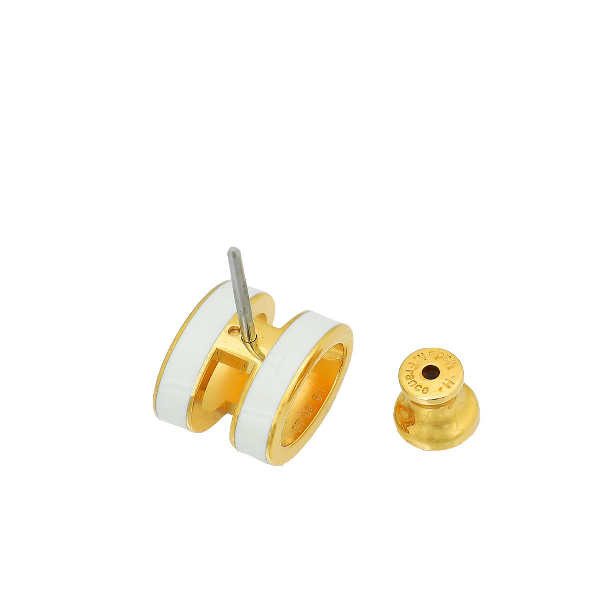 Hermes Blanc Mini Pop H Earrings