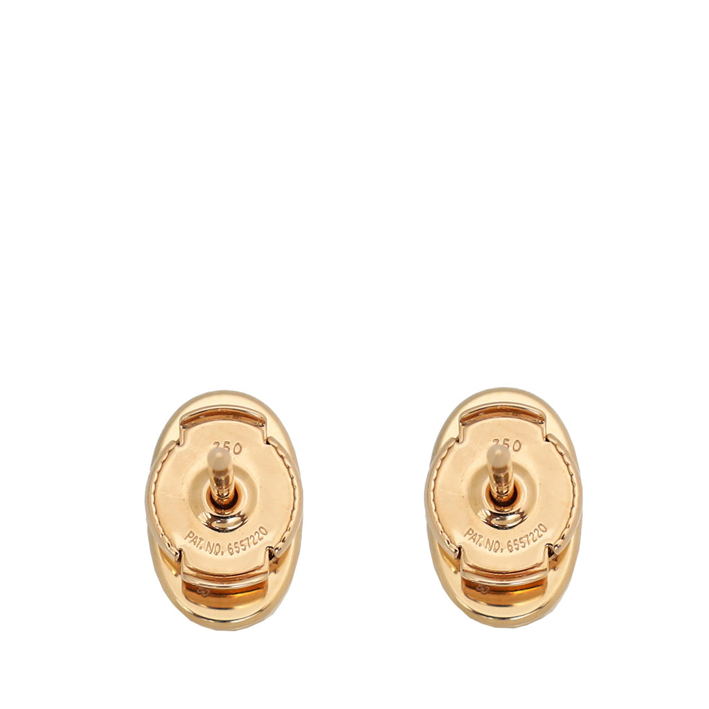 Hermes 18K Rose Gold Diamond Chaine D'ancre Contour Stud Earrings