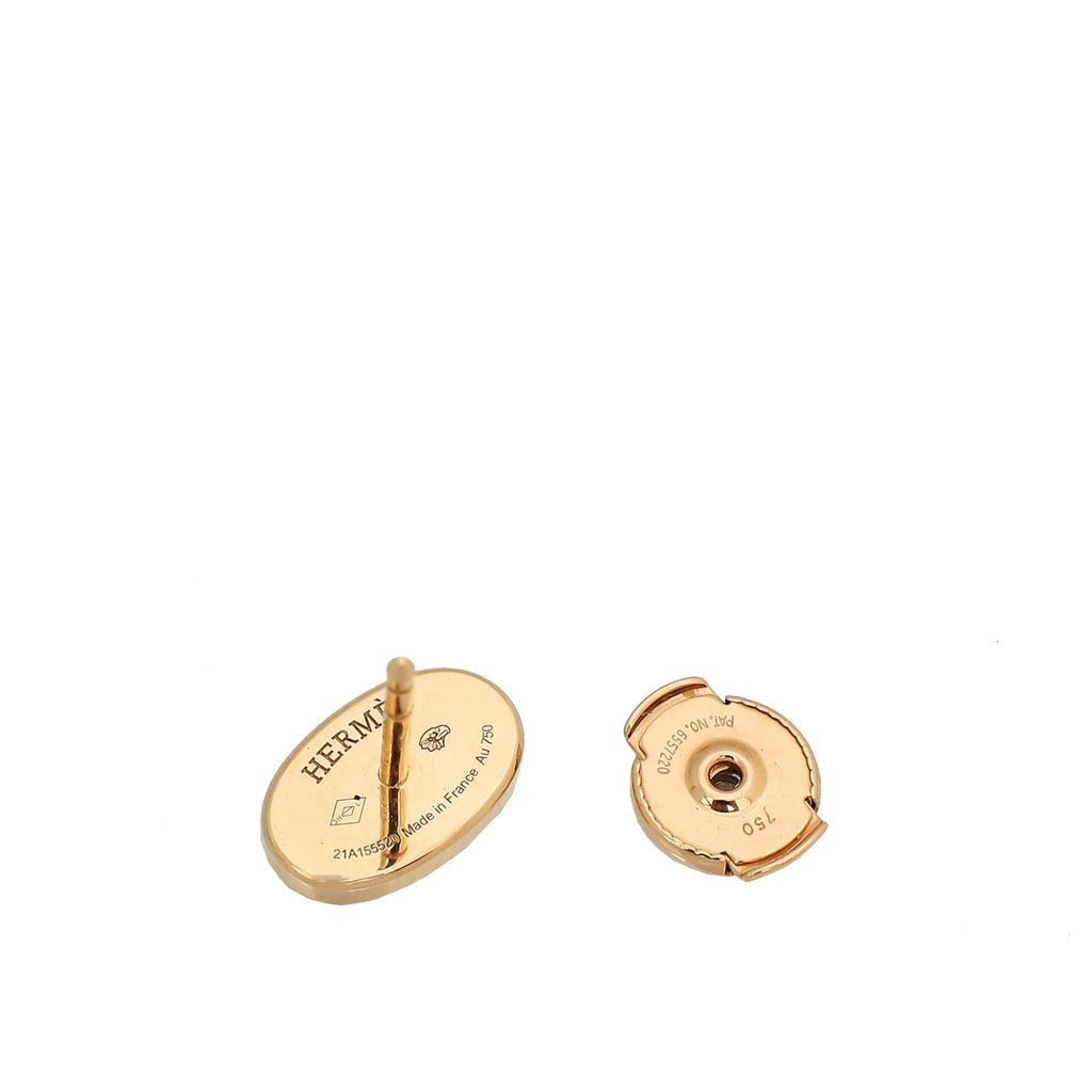 Hermes 18K Rose Gold Diamond Chaine D'ancre Contour Stud Earrings