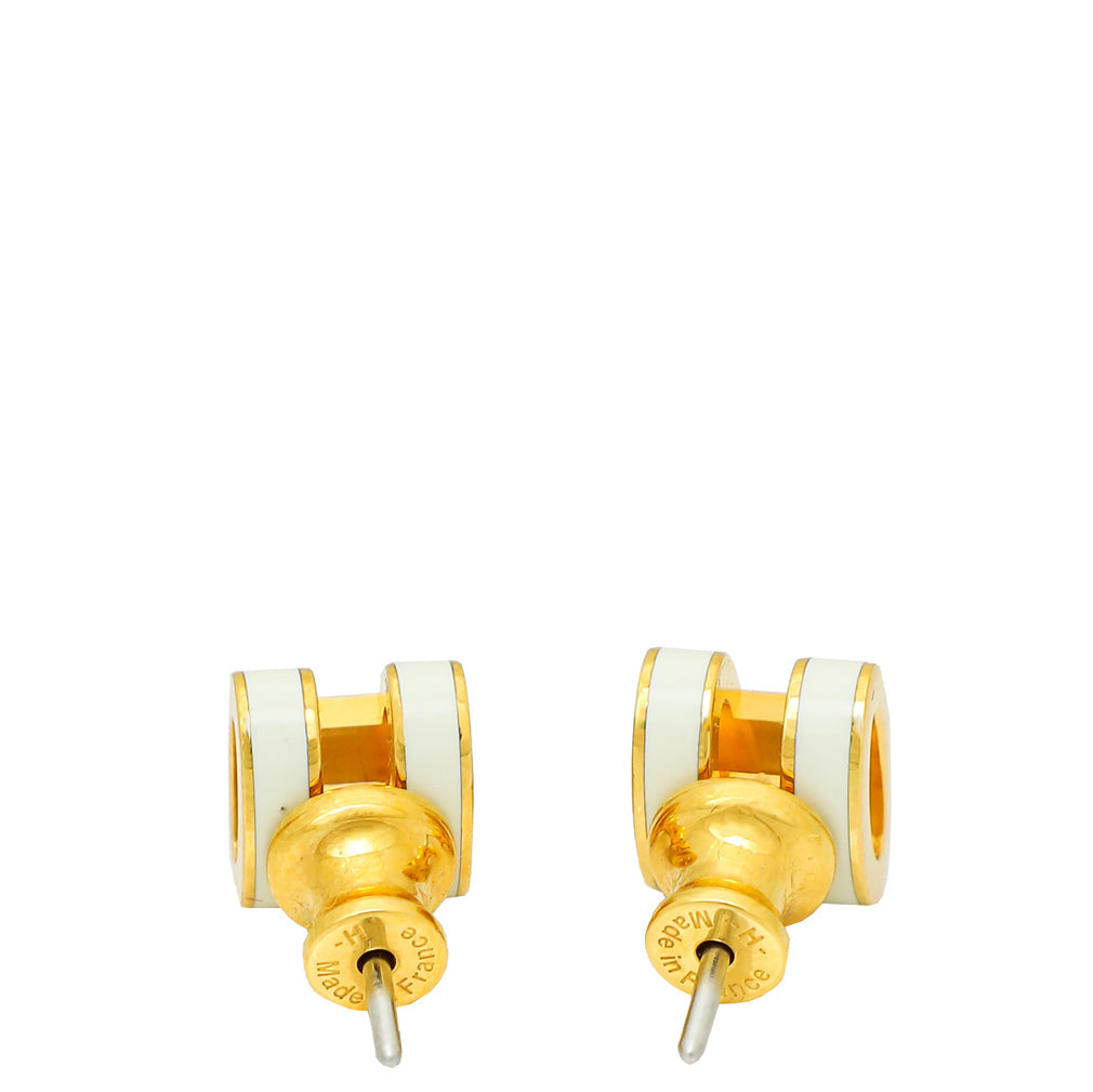 Hermes Blanc Mini Pop H Earrings