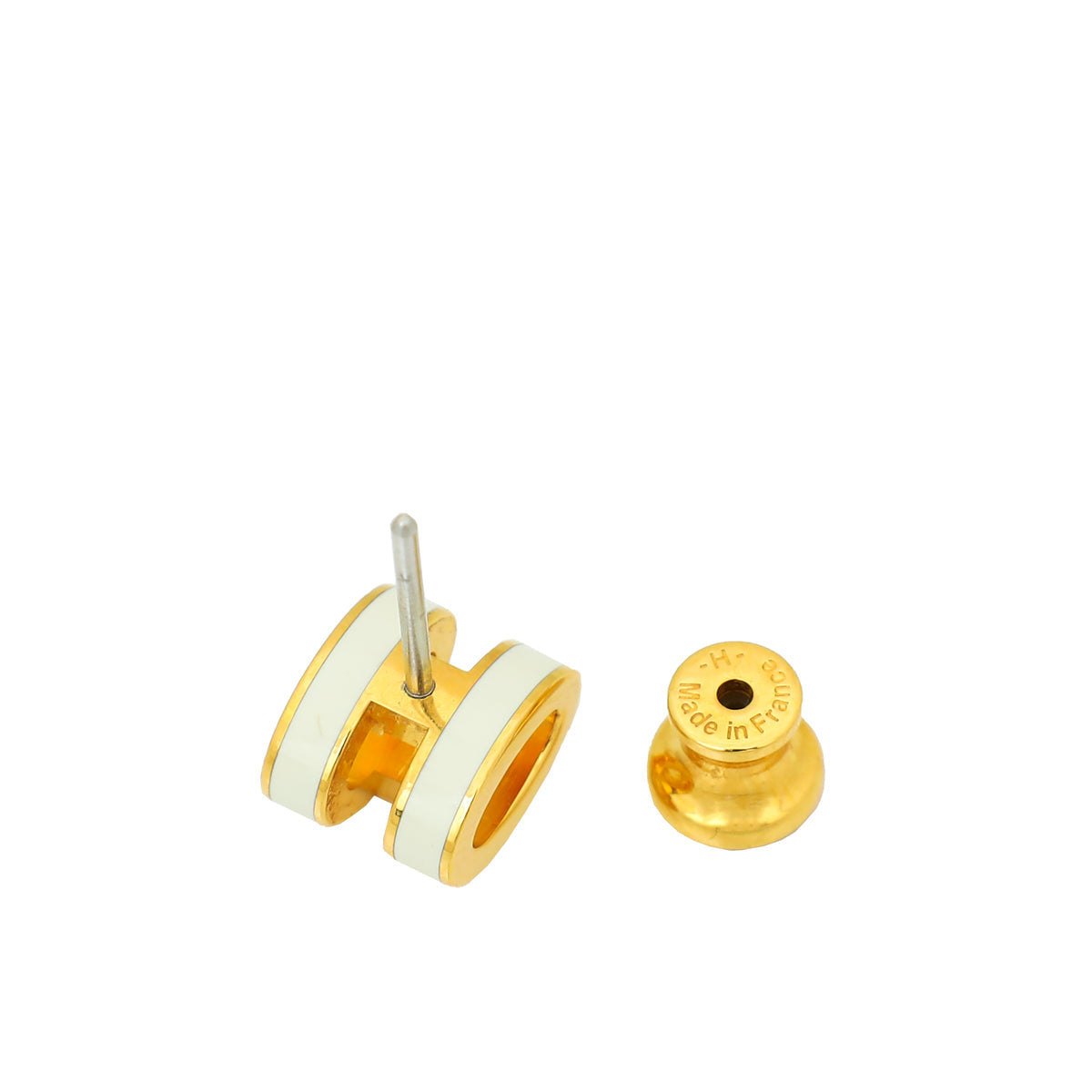 Hermes Blanc Mini Pop H Earrings