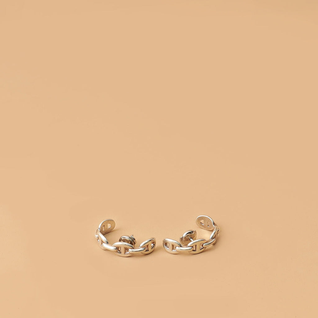 Hermes Sterling Silver Chaine d'ancre Enchainee Ear Climber Earring