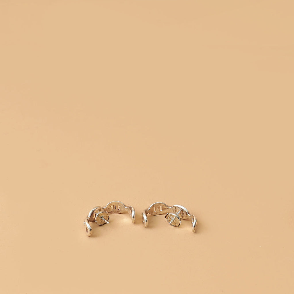 Hermes Sterling Silver Chaine d'ancre Enchainee Ear Climber Earring