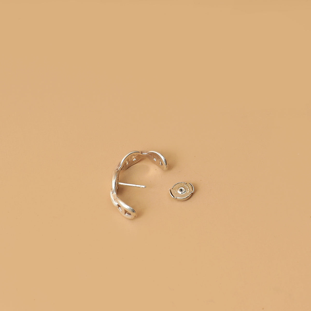 Hermes Sterling Silver Chaine d'ancre Enchainee Ear Climber Earring