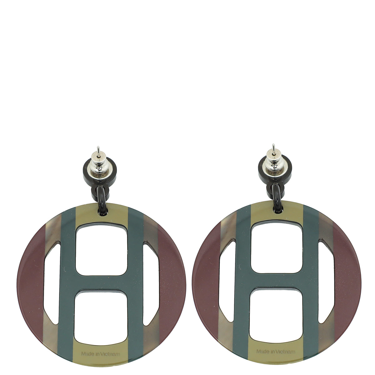 Hermes Multicolor H Equipe Earrings