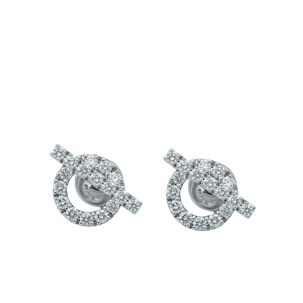 Hermes 18K White Gold Diamond Finesse Stud Earrings