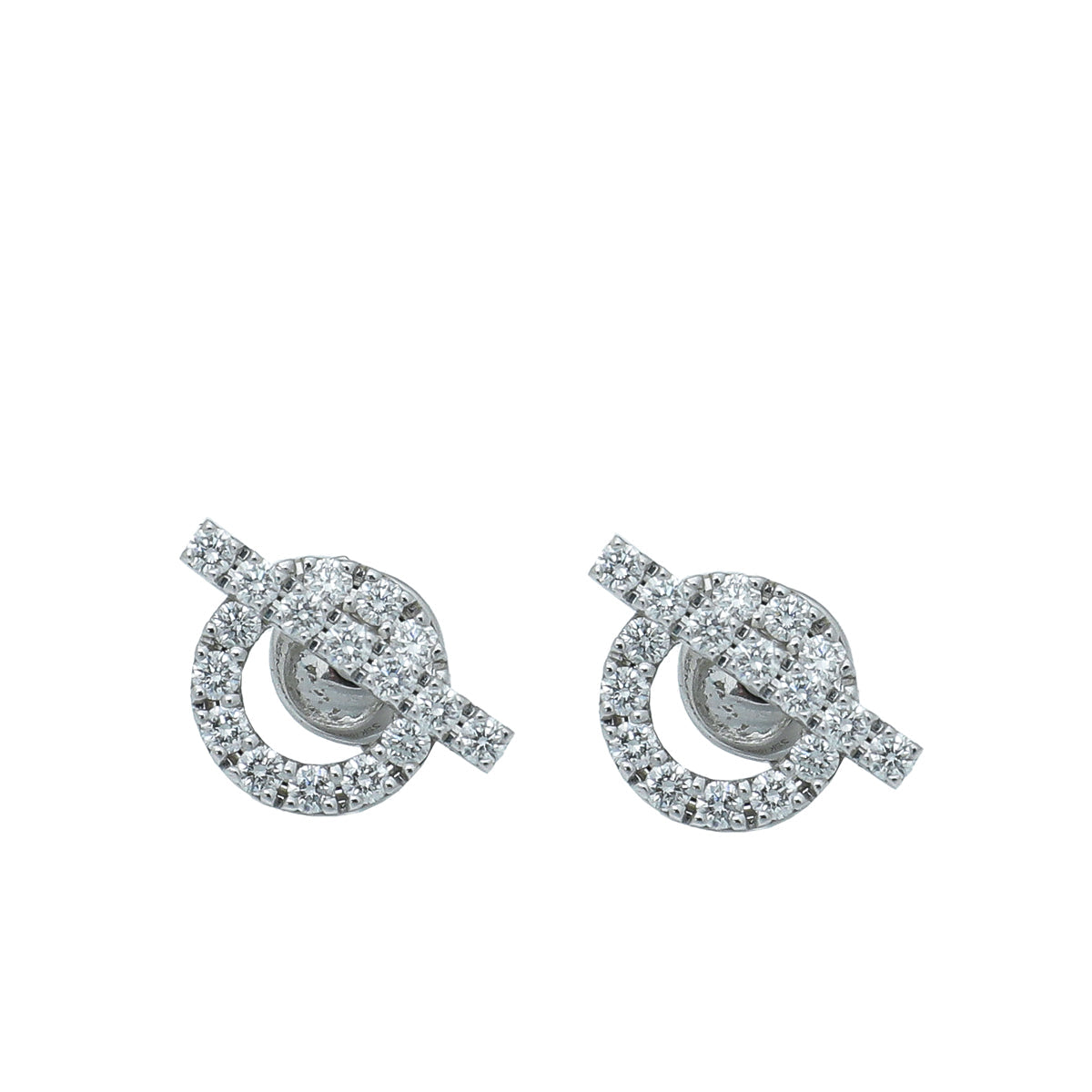 Hermes 18K White Gold Diamond Finesse Stud Earrings