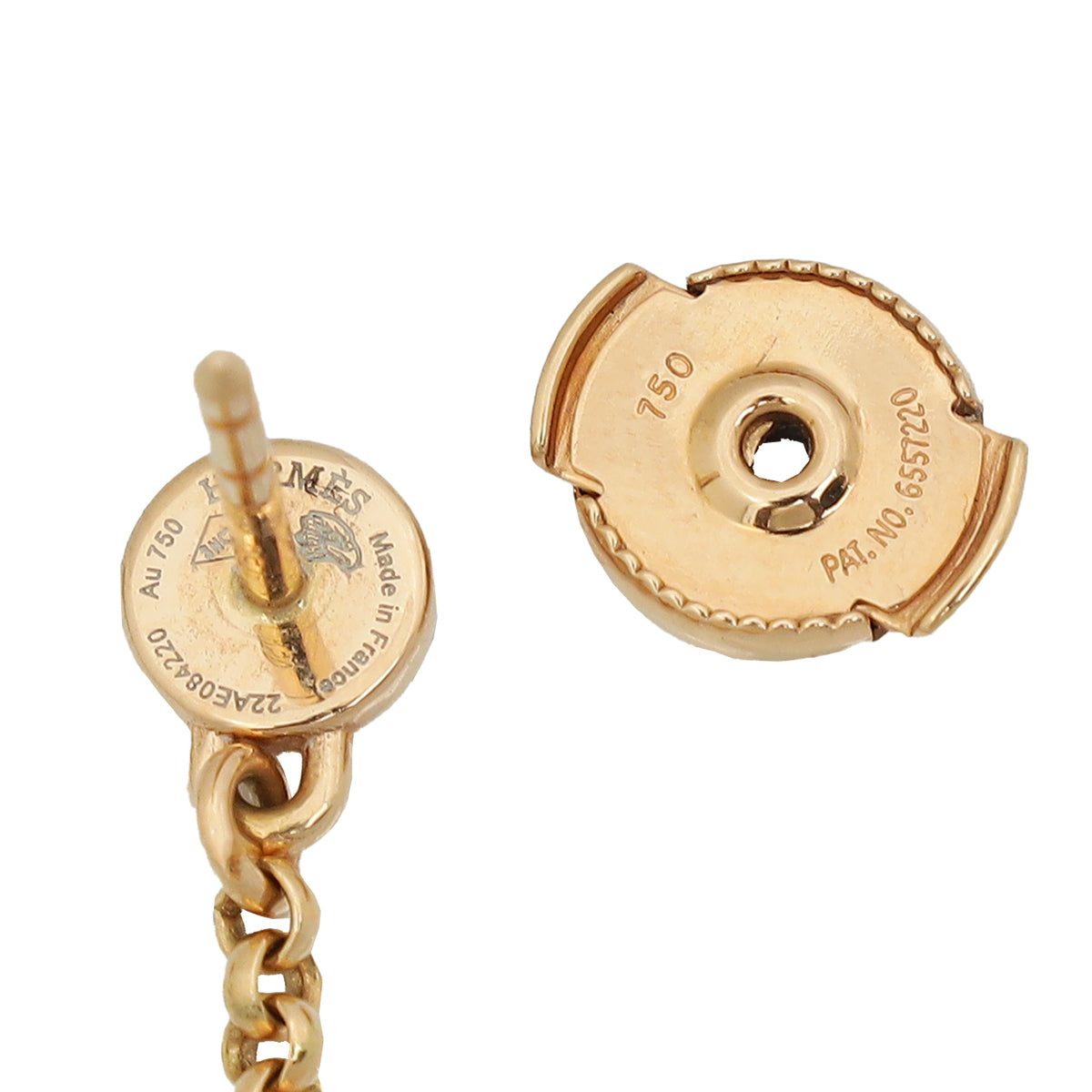 Hermes 18K Rose Gold Kelly Clochette Earrings
