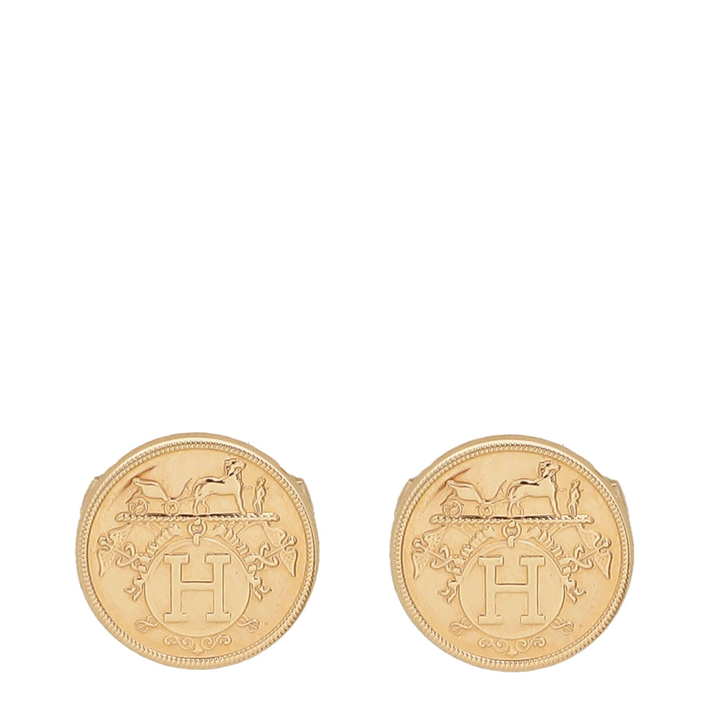 Hermes 18K Rose Gold Ex-Libris Very Small Model Earrings