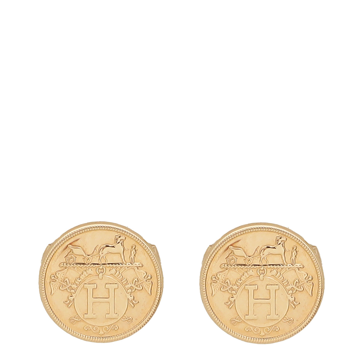 Hermes 18K Rose Gold Ex-Libris Very Small Model Earrings