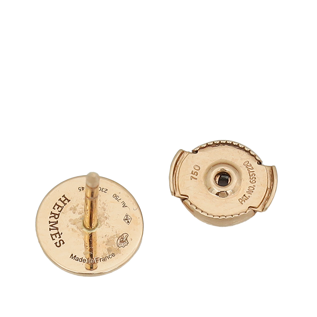 Hermes 18K Rose Gold Ex-Libris Very Small Model Earrings
