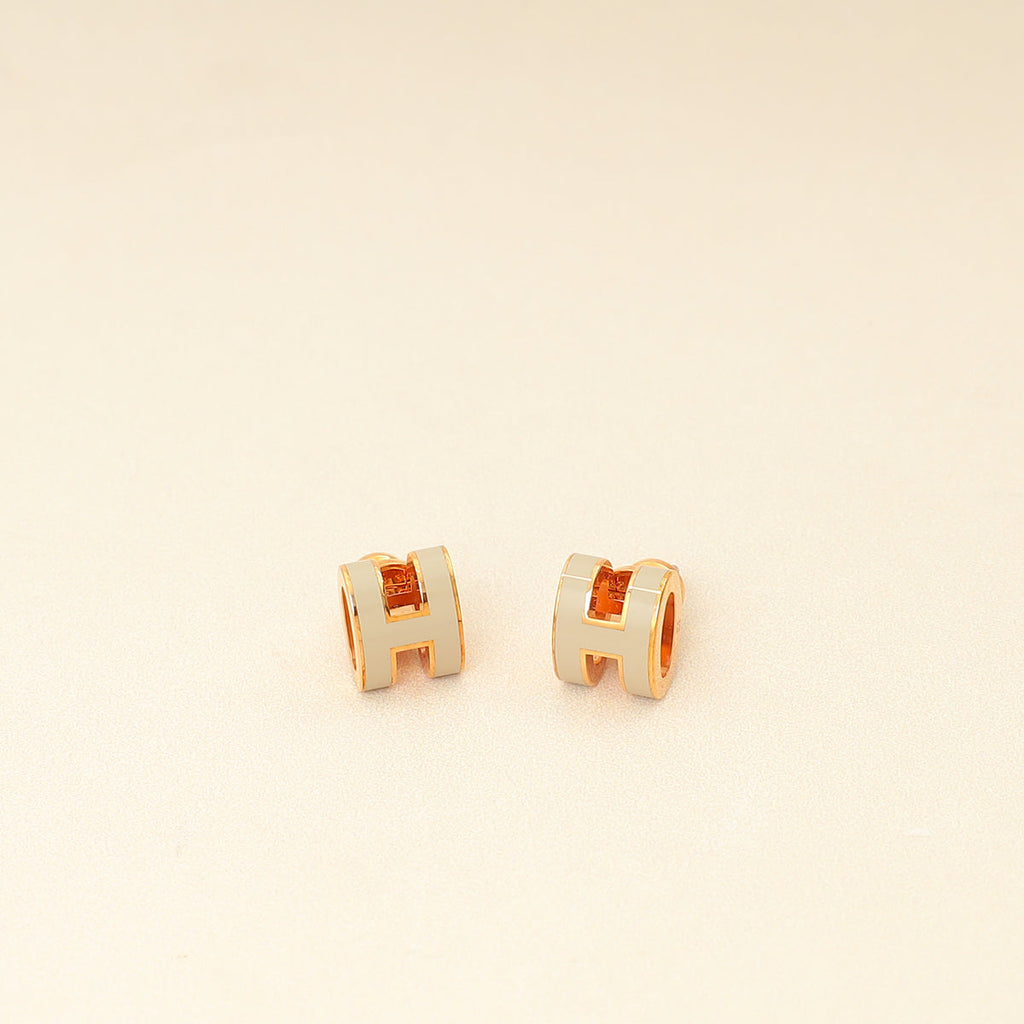 Hermes Light Gray Mini Pop H Earrings