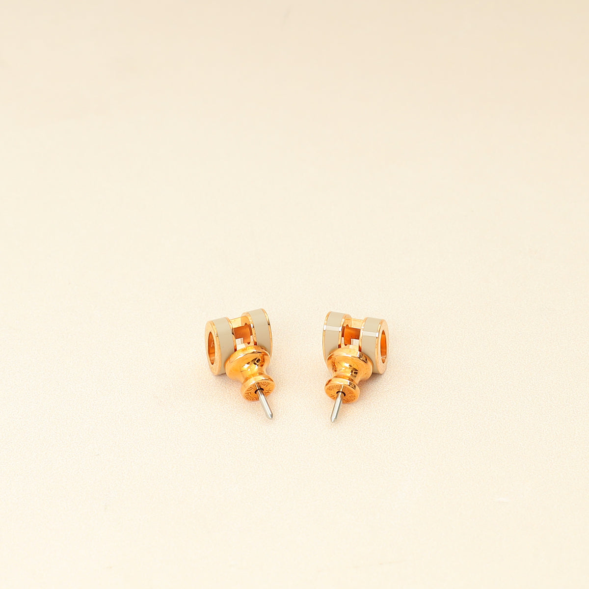 Hermes Light Gray Mini Pop H Earrings