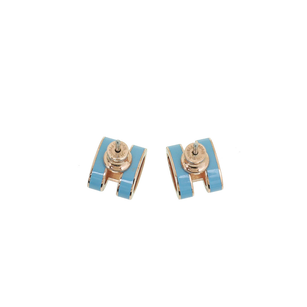 Hermes Light Blue Mini Pop H earrings