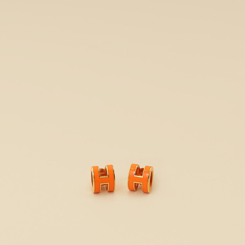 Hermes Orange Mini Pop H Earrings