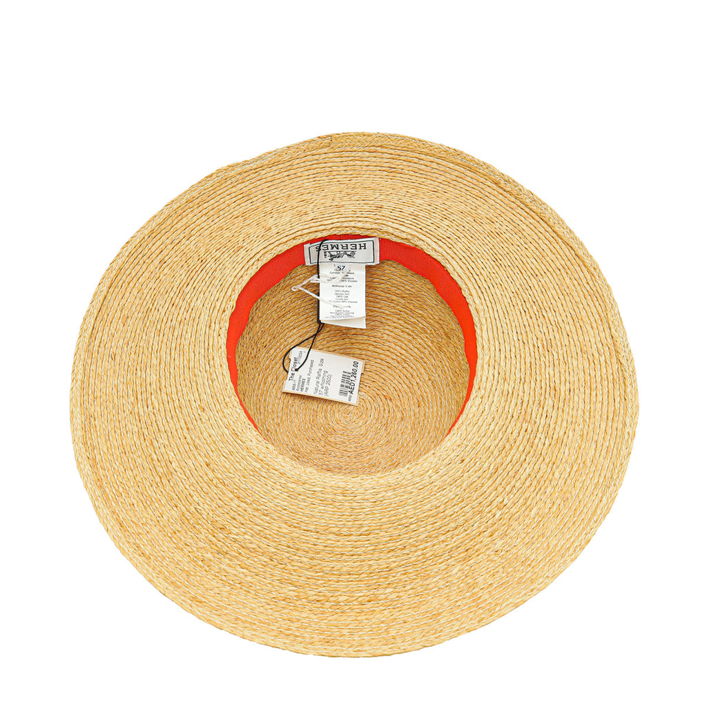 Hermes Natural Raffia w/Silk Sun Hat