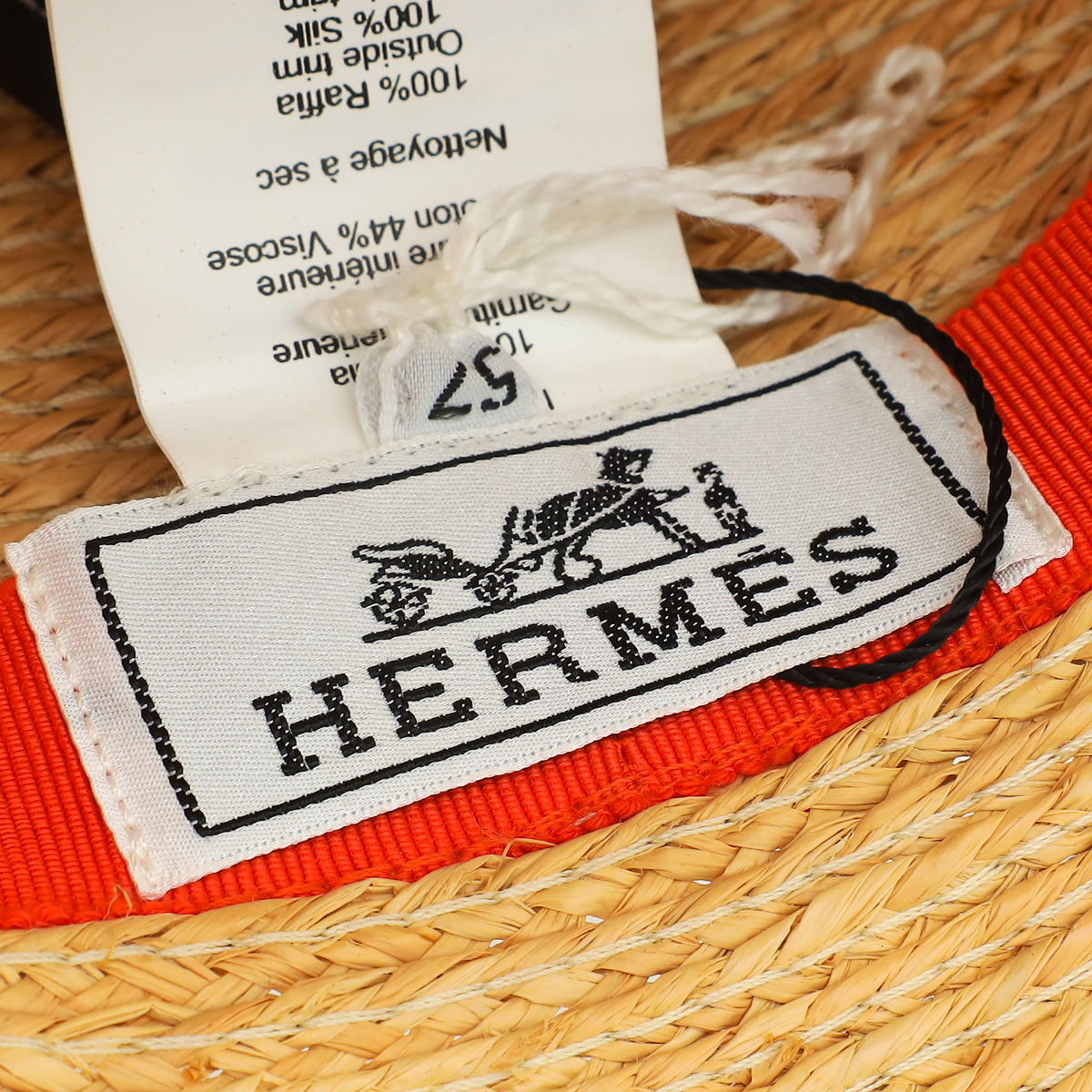 Hermes Natural Raffia w/Silk Sun Hat