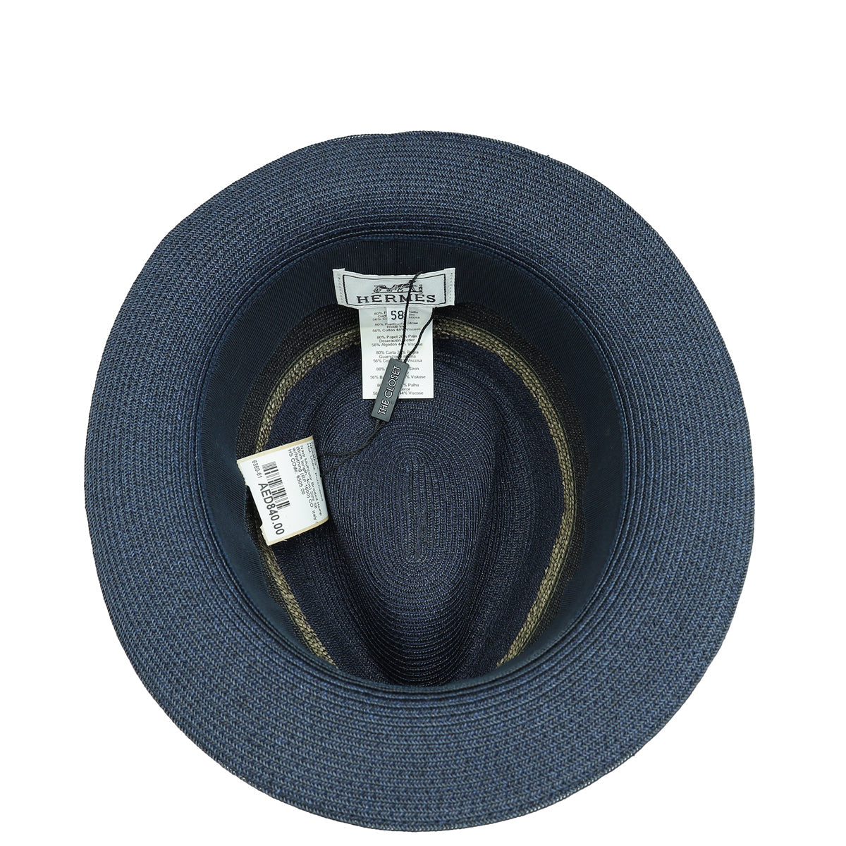 Hermes Navy Multicolor Braided Hemp Claudio Hat