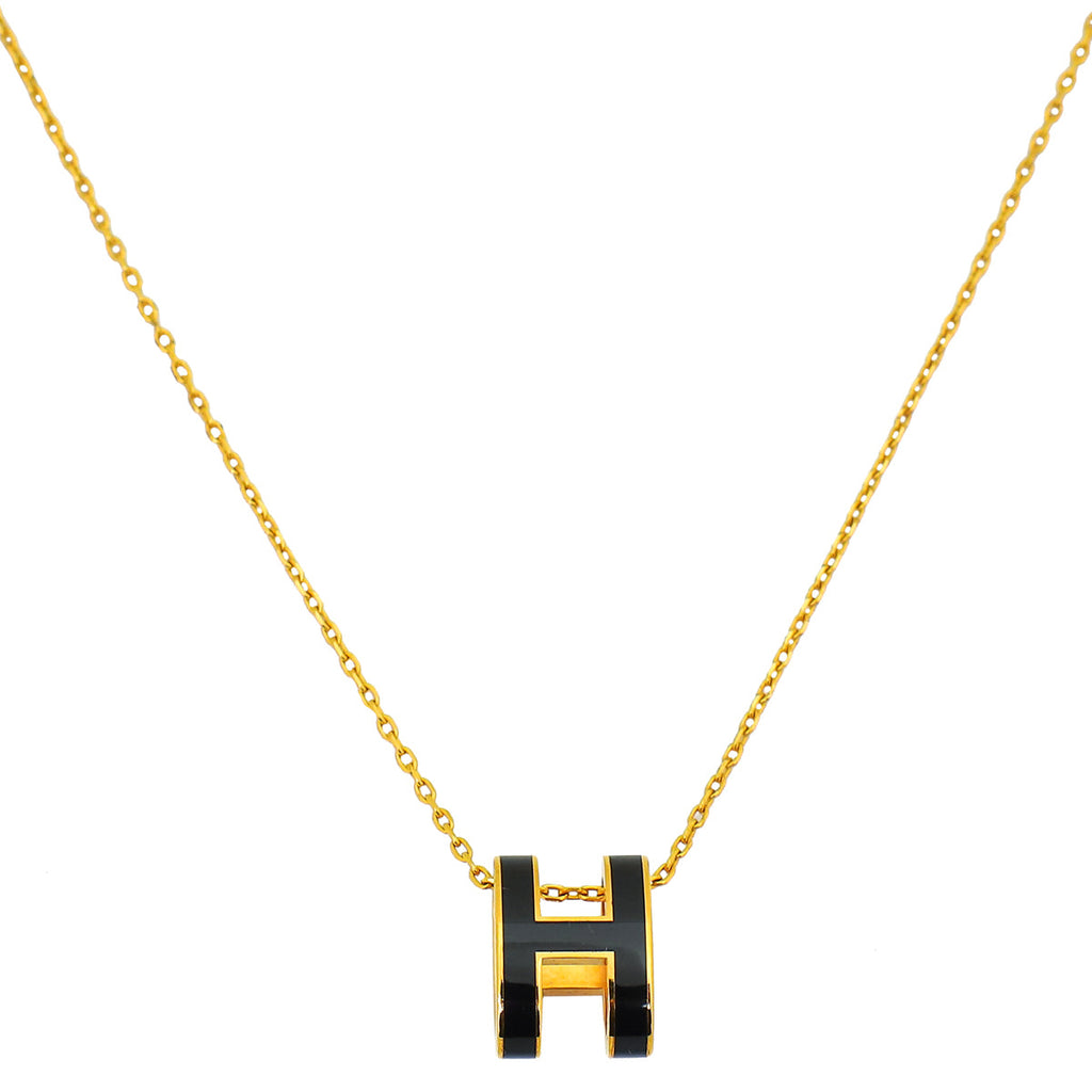 Hermes Noir Pop H Pendant Necklace