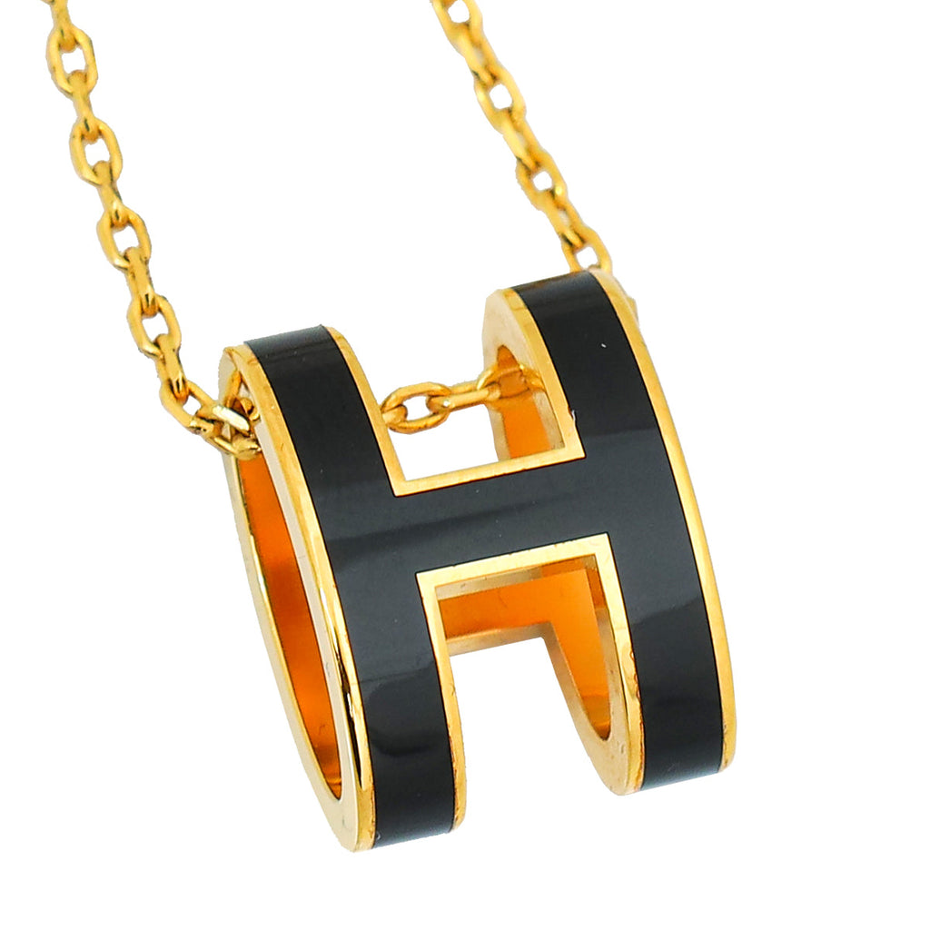 Hermes Noir Pop H Pendant Necklace