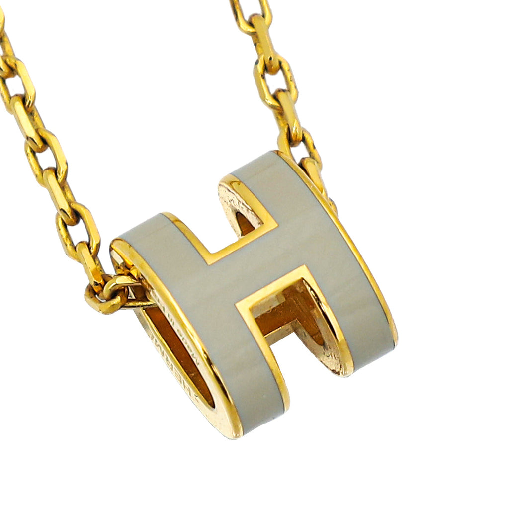 Hermes Blanc Mini Pop H Pendant Necklace