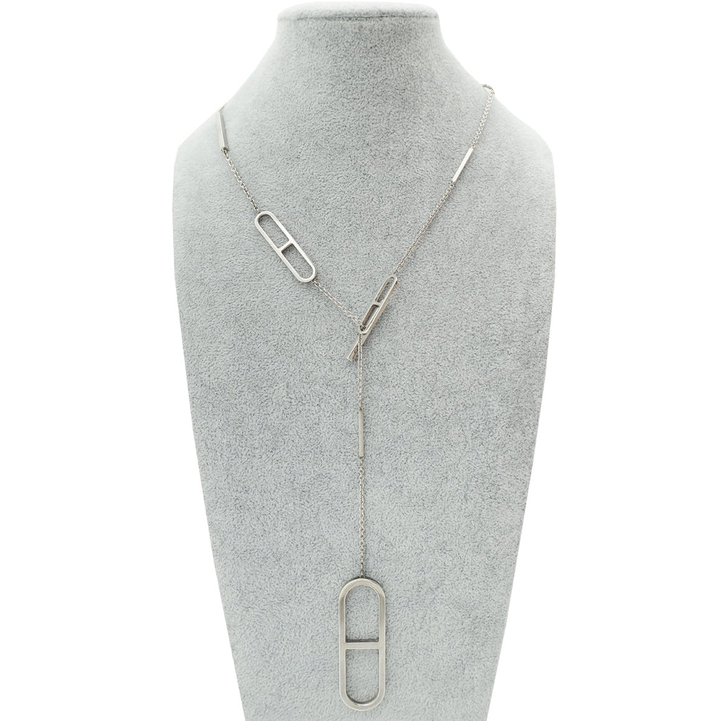 Hermes Silver Ever Chaine d'Ancre Long Lariat Necklace