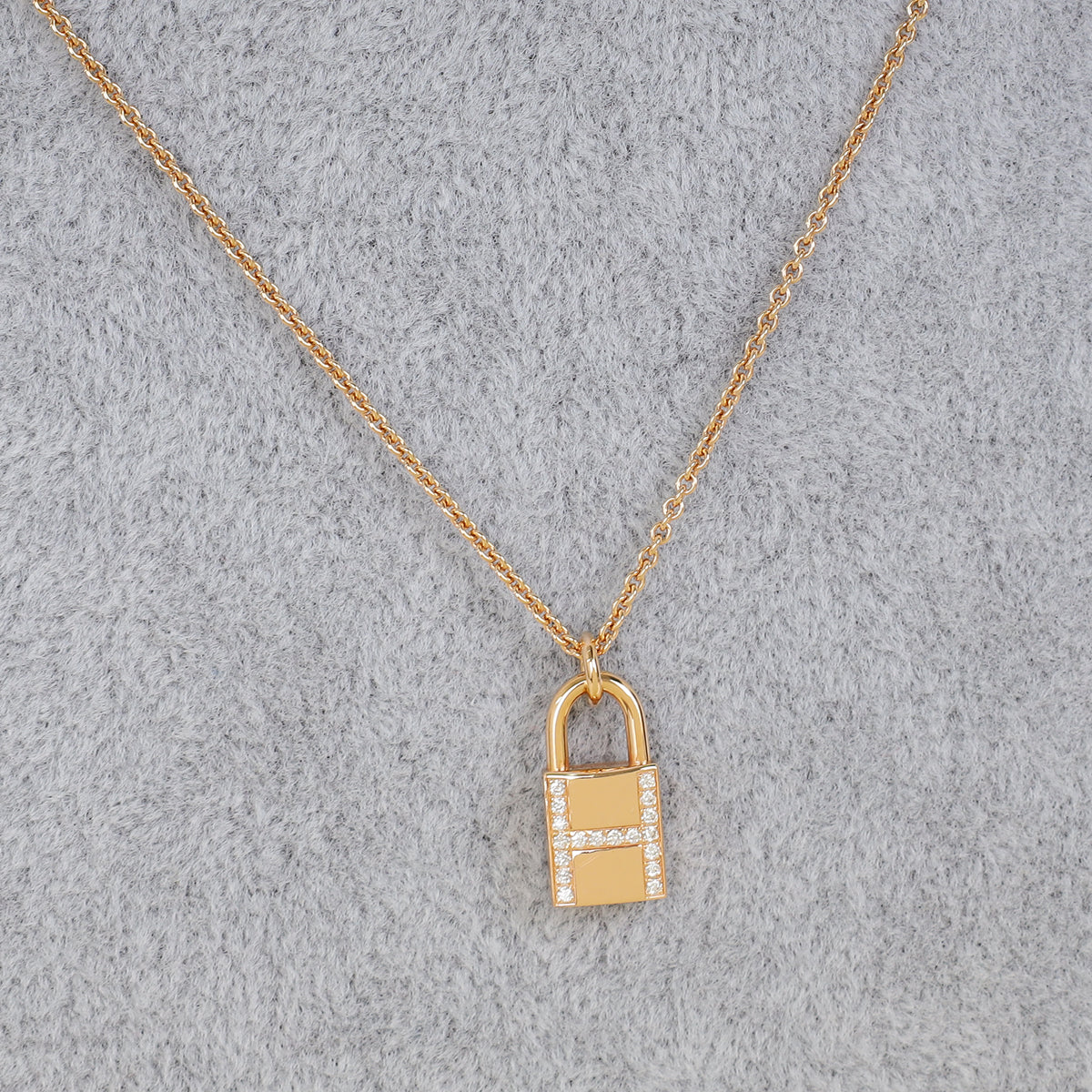 Hermes 18K Rose Gold Kelly Cadenas Diamond Pendant Necklace