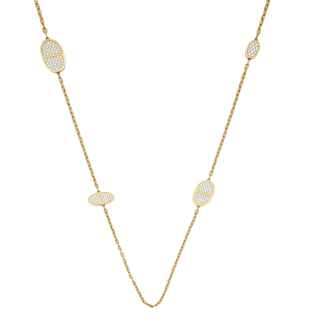 Hermes 18K Rose Gold Diamond Chaine D'ancre Contour Long Necklace