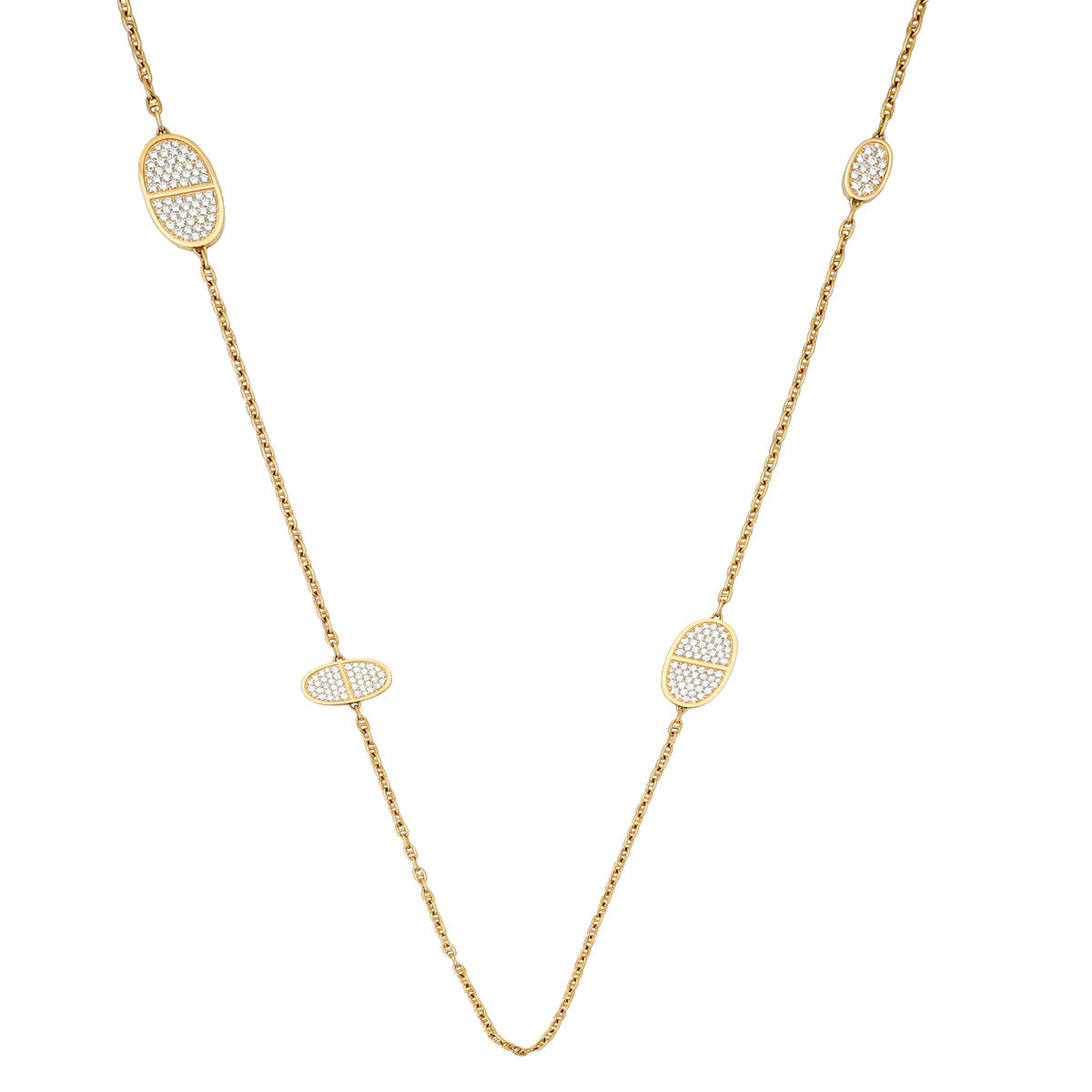 Hermes 18K Rose Gold Diamond Chaine D'ancre Contour Long Necklace