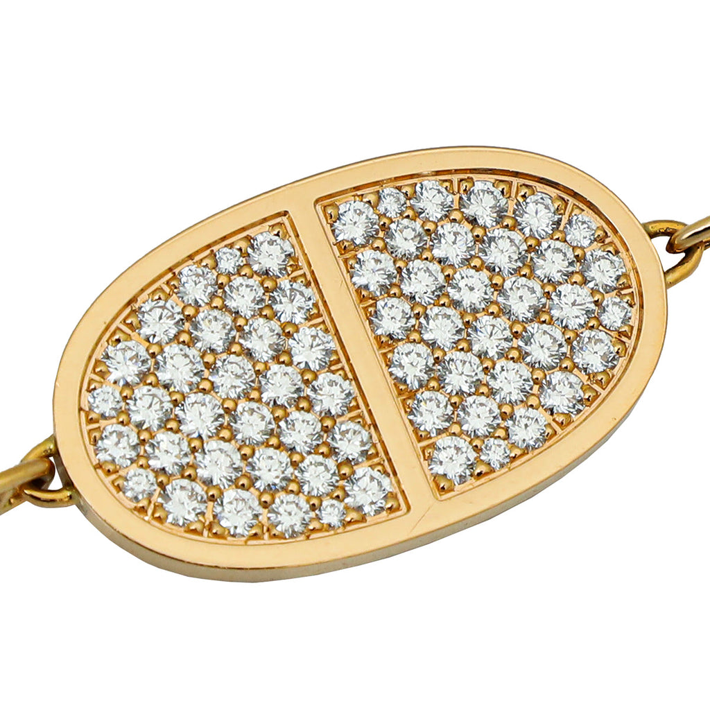 Hermes 18K Rose Gold Diamond Chaine D'ancre Contour Long Necklace