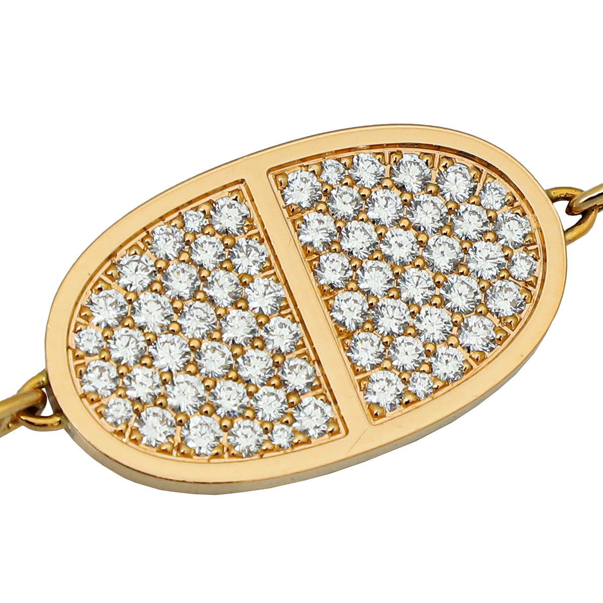 Hermes 18K Rose Gold Diamond Chaine D'ancre Contour Long Necklace