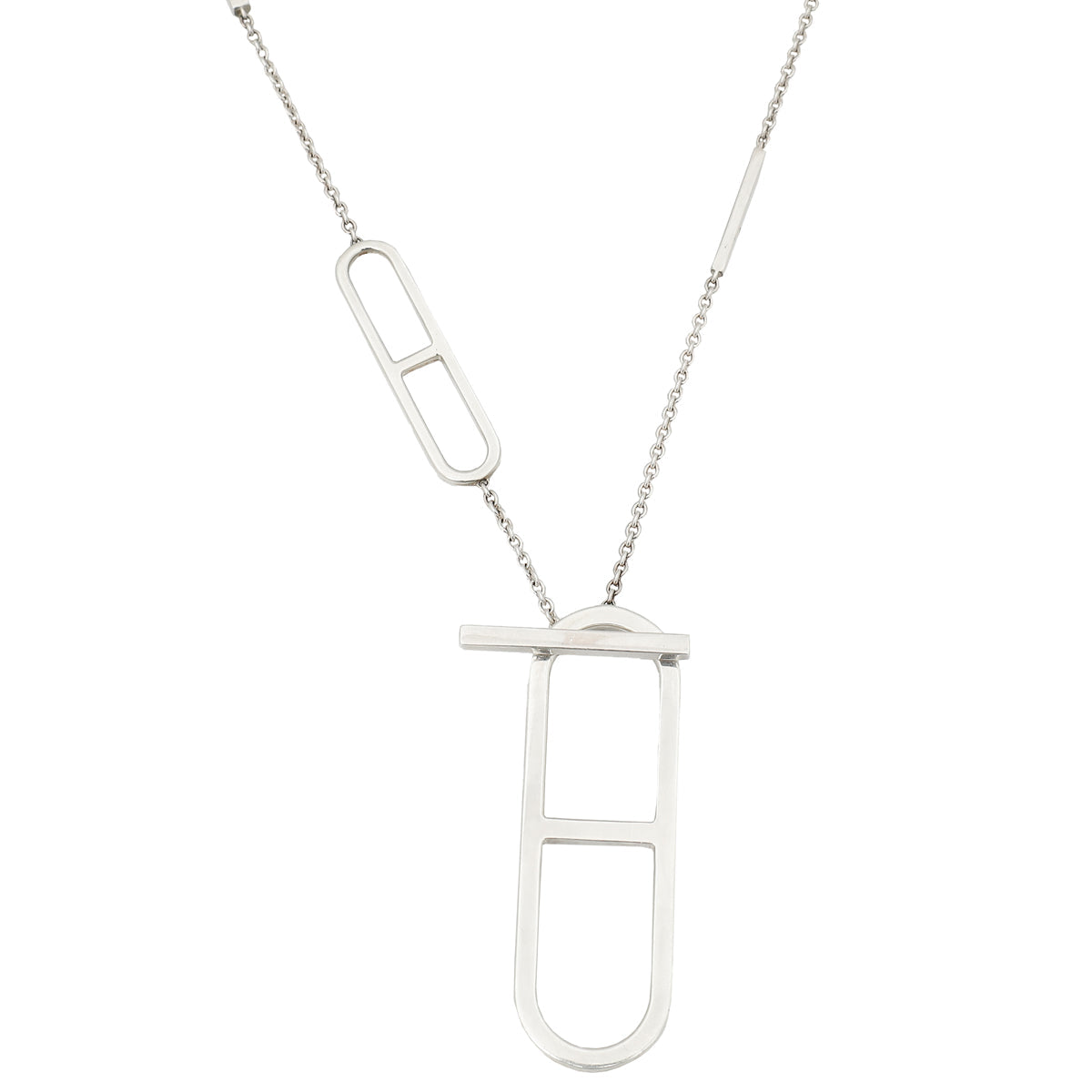Hermes Silver Ever Chaine d'Ancre Long Lariat Necklace