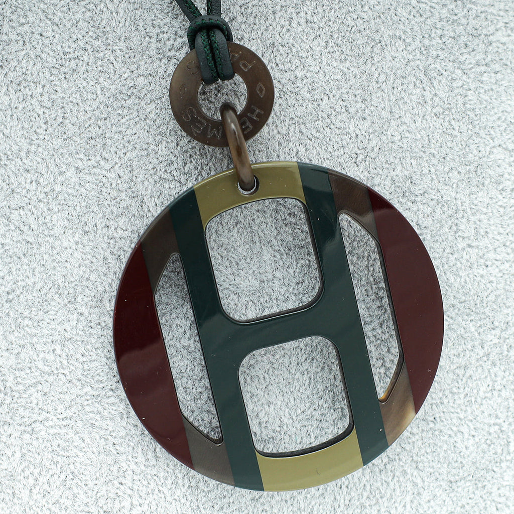 Hermes Multicolor H Equipe Pendant Necklace