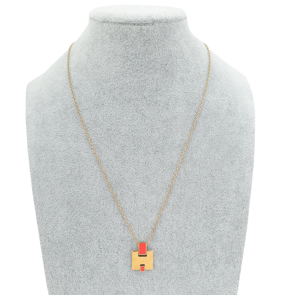 Hermes Rouge Corail Eileen Pendant Necklace