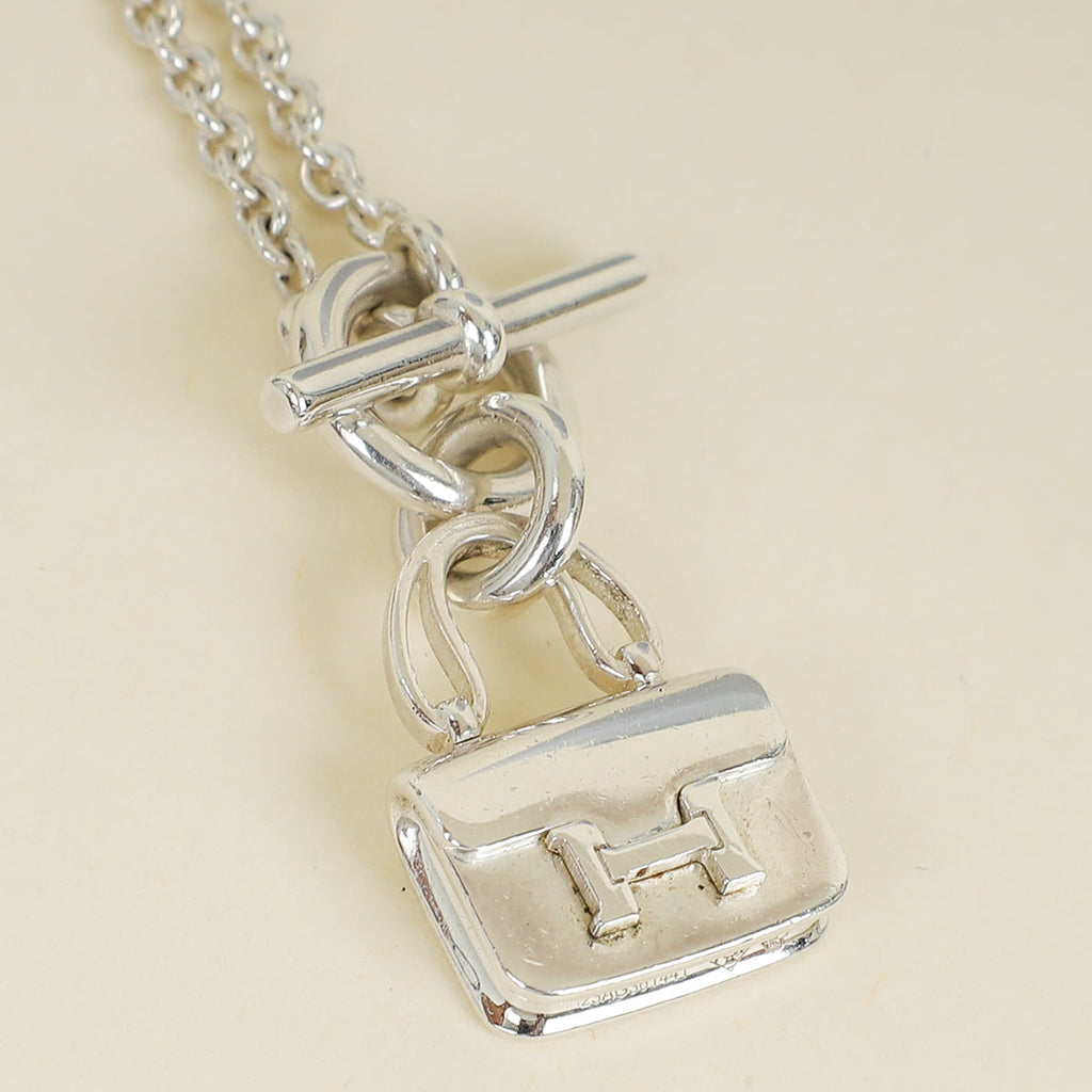 Hermes Sterling Silver Amulettes Constance Necklace