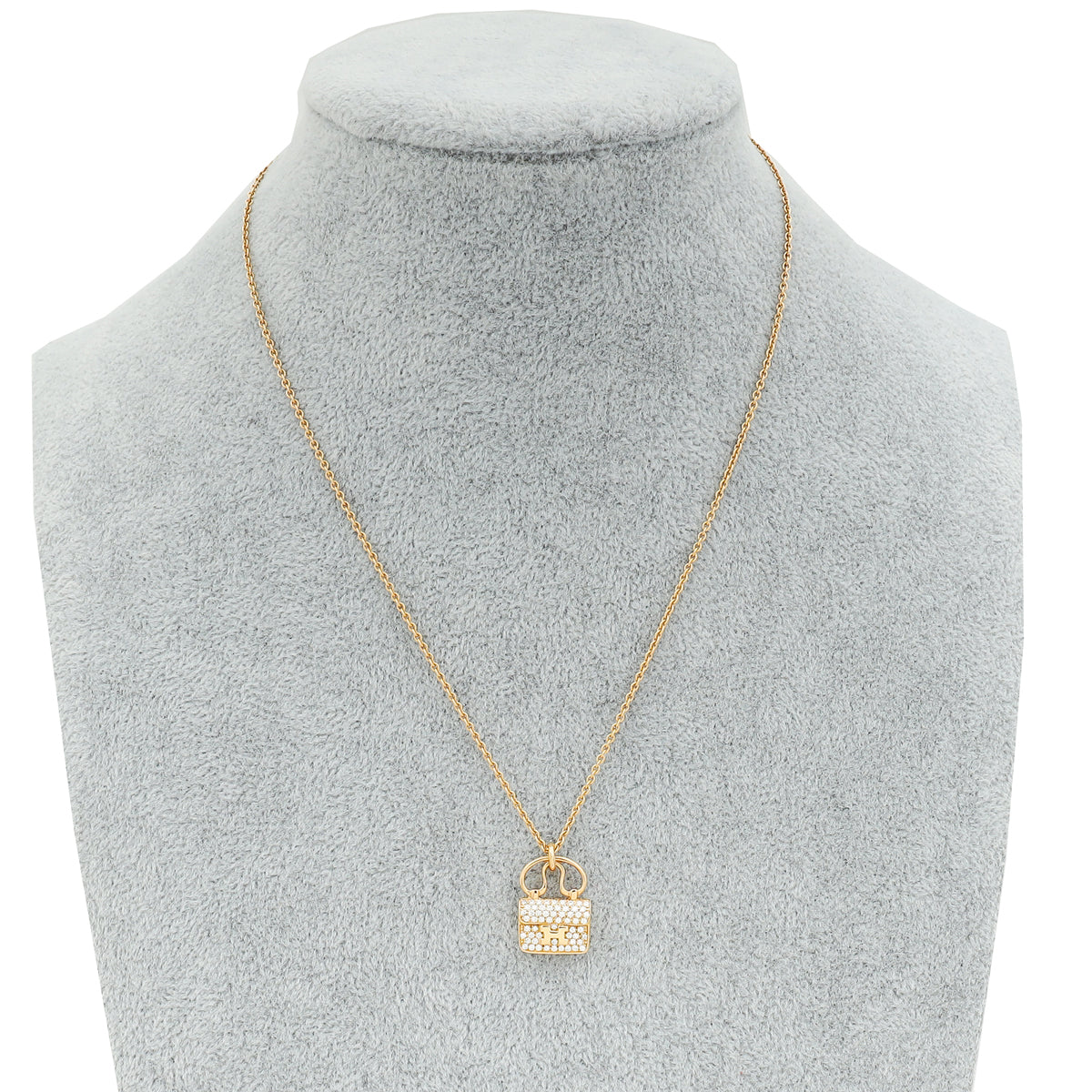 Hermes 18K Rose Gold Amulette Constance 65 Diamond Pendant Necklace