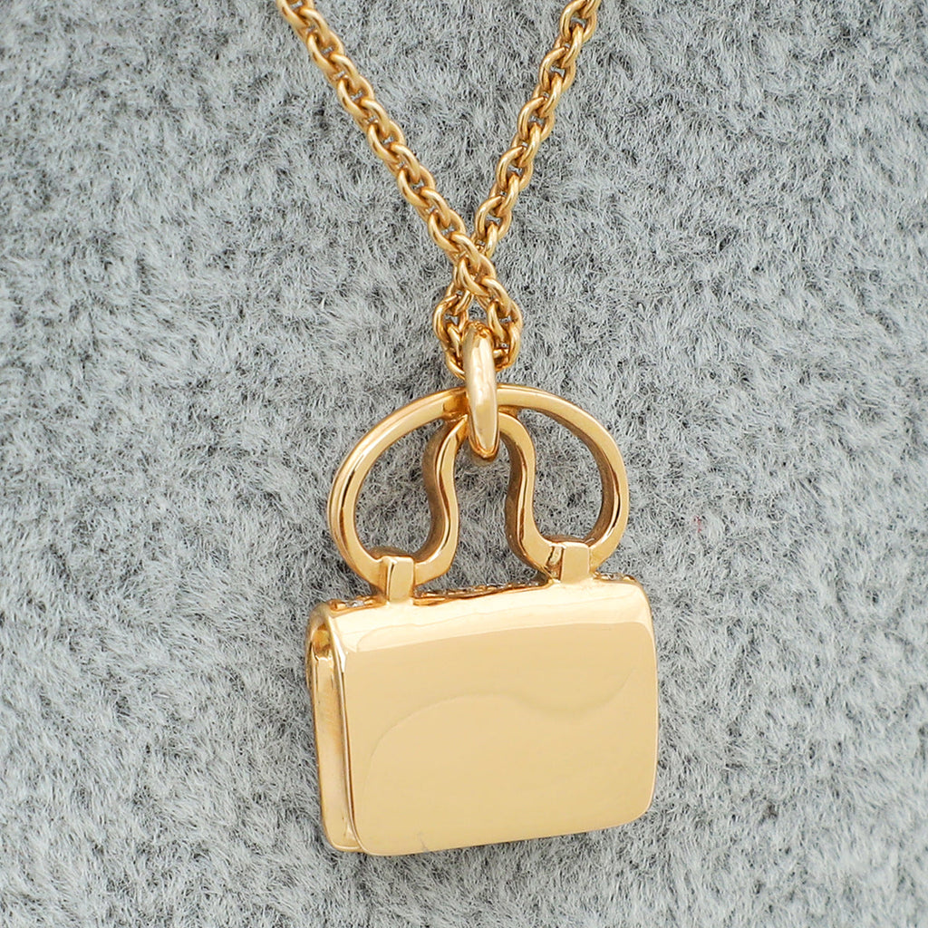 Hermes 18K Rose Gold Amulette Constance 65 Diamond Pendant Necklace