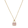 Hermes 18K Rose Gold Pink Sapphire Amulettes Constance Pendant Necklace